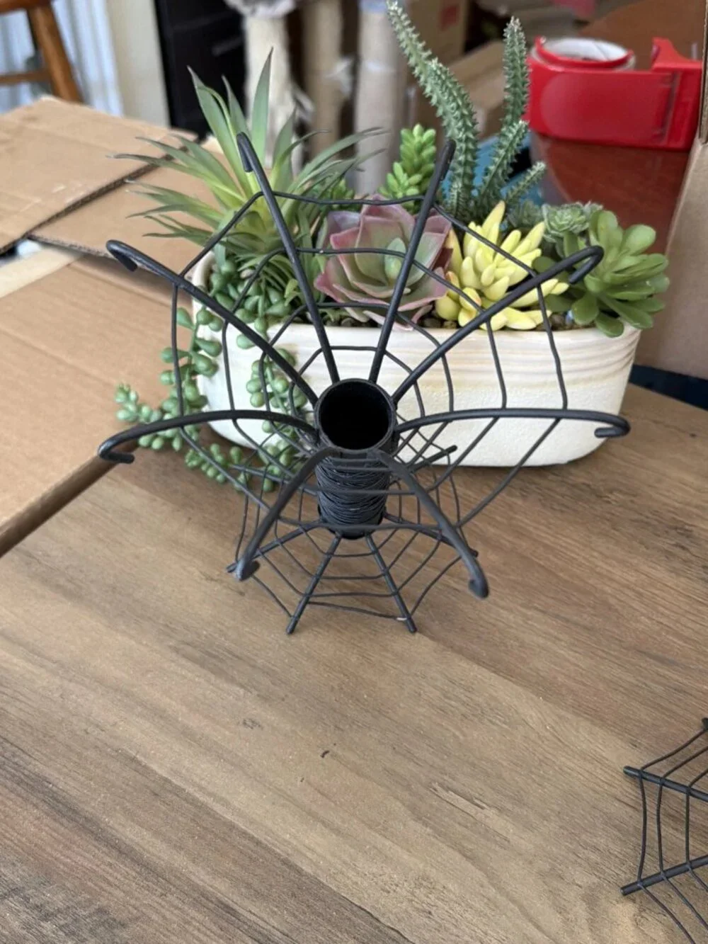 Black Metal Spiderweb Halloween Taper Candle Holder - Set of 2